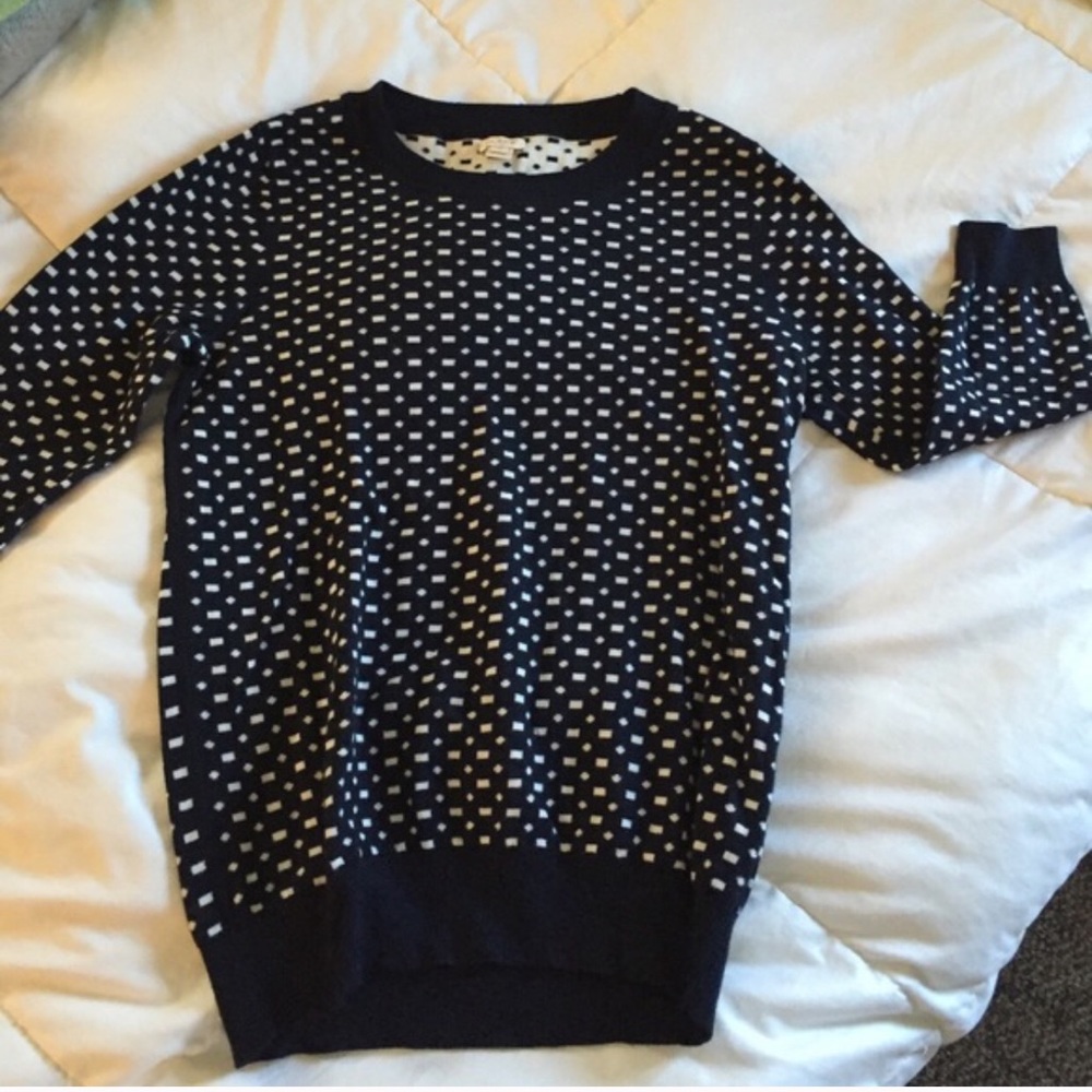 J Crew Navy polka dot sweater